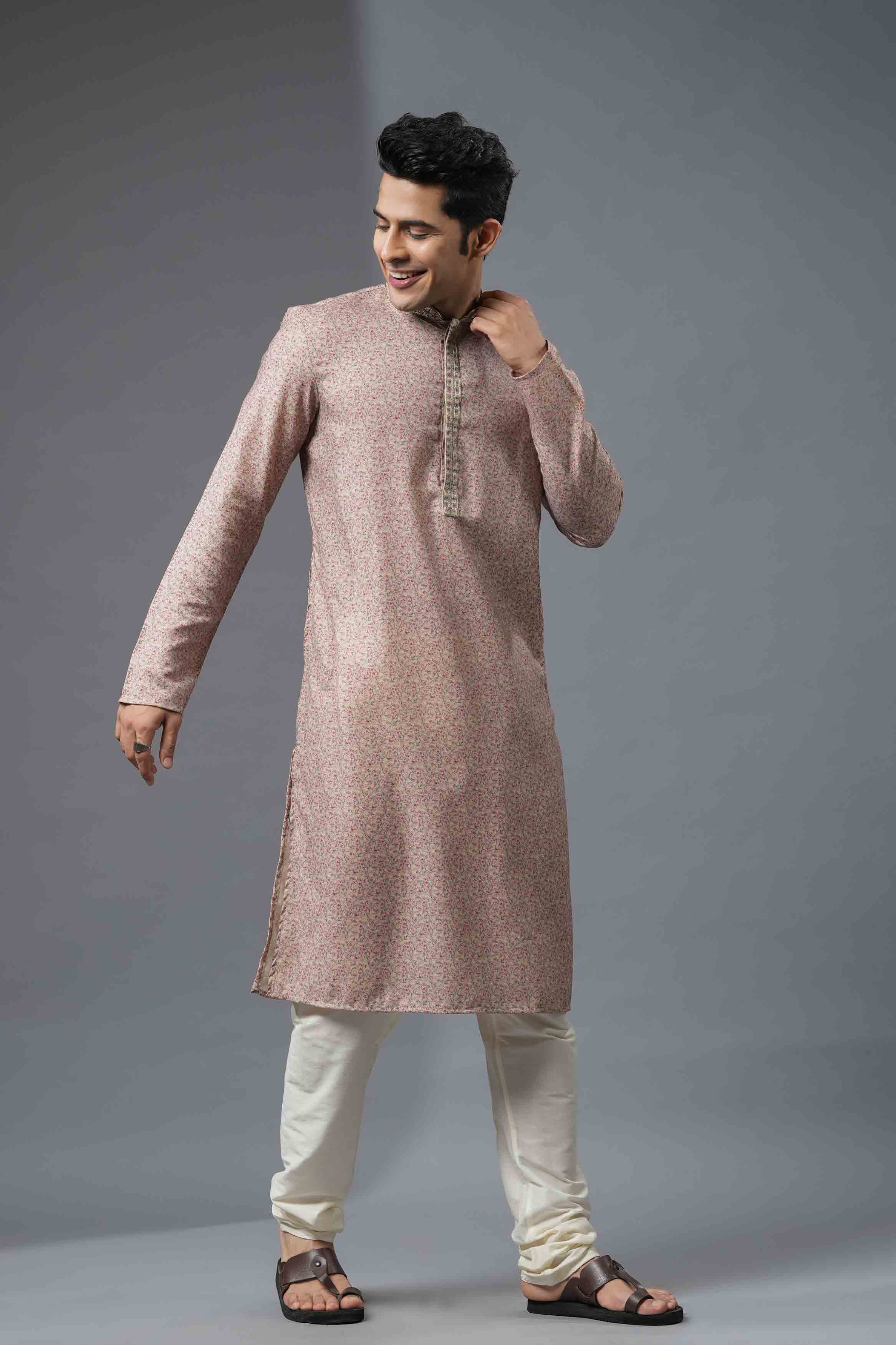 Cream Tiny Floral Printed Kurta